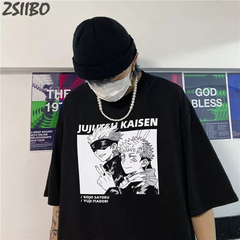 Harajuku Men's tshirt Jujutsu Kaisen Printed Unisex Short Sleeve T shirt Cool Cartoon Anime Casual T-shirt Male Streetwear Tops