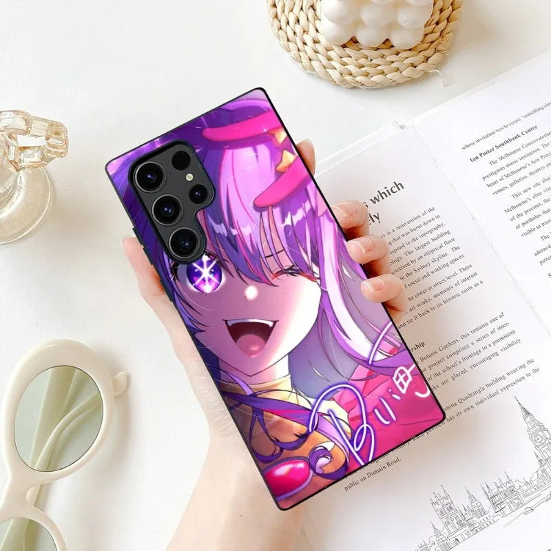 Oshi no Ko_Hoshino Ai Phone Case For Samsung Galaxy S23 S22 S21 S20 Plus Ultra M54 Note20 Soft Black Phone Cover