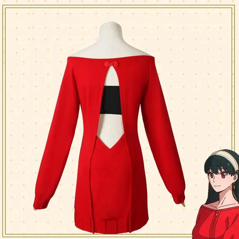 Yor Forger Cosplay Long Red Knitting Sweater Costume Anime Spy family Women's Wear