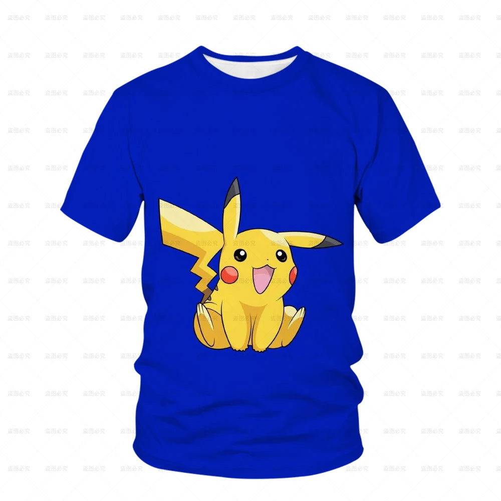 Baby Boys Girls' T-shirt Children's Cartoon Anime Pattern Pokemon Print 3D Pikachu Short Sleeve T-shirt Top T-shirt Children's