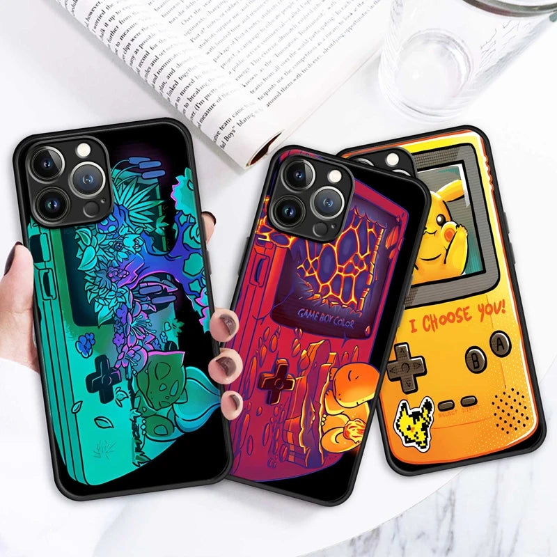 Cases for iPhone 14 Pro Max 13 11 12 XR XS 6s Mini X SE 7 Plus 8 2020 2022 Pokemon Go Games Boy Anime Cartoon