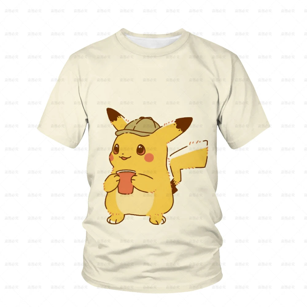 Baby Boys Girls' T-shirt Children's Cartoon Anime Pattern Pokemon Print 3D Pikachu Short Sleeve T-shirt Top T-shirt Children's