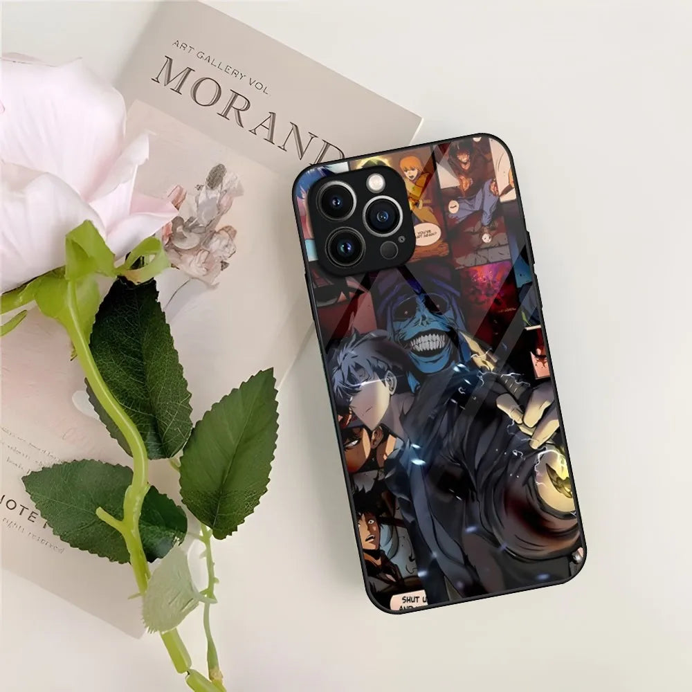 Anime Solo Leveling Phone Case For IPhone 14 Pro 12 11 13 Mini X XR XS Max 8 7 6 Plus SE 2023 Glass Back Cover