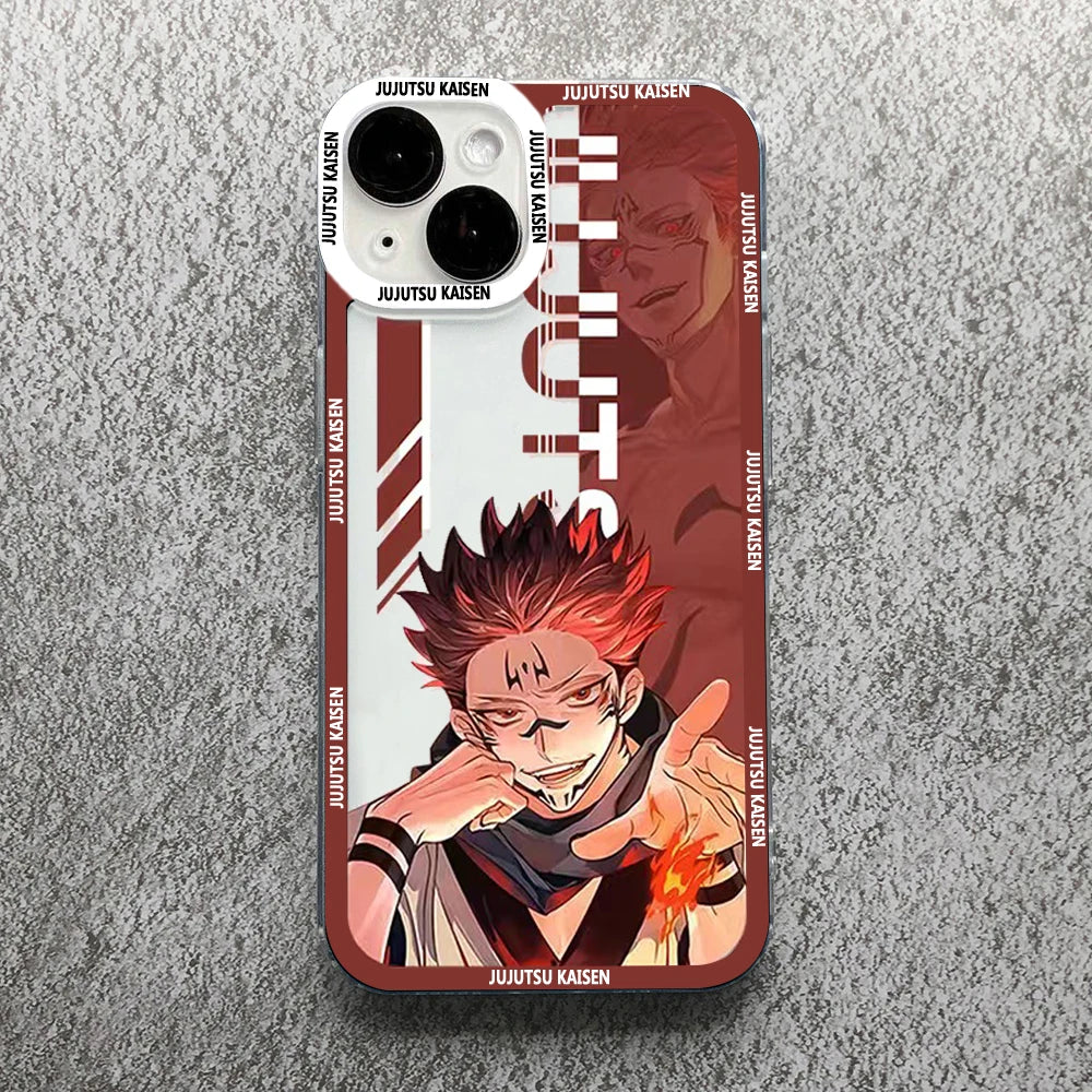 Anime Jujutsu Kaisen Phone Case For iPhone 15 14 13 12 11 Pro Max Mini XS X XR SE 7 8 Plus Cover Soft Transparent Fundas Shell