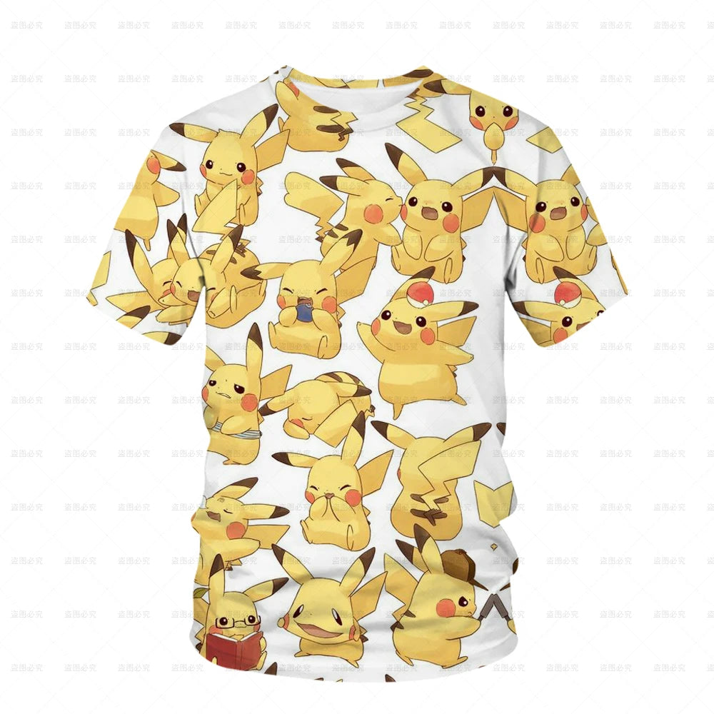 Baby Boys Girls' T-shirt Children's Cartoon Anime Pattern Pokemon Print 3D Pikachu Short Sleeve T-shirt Top T-shirt Children's