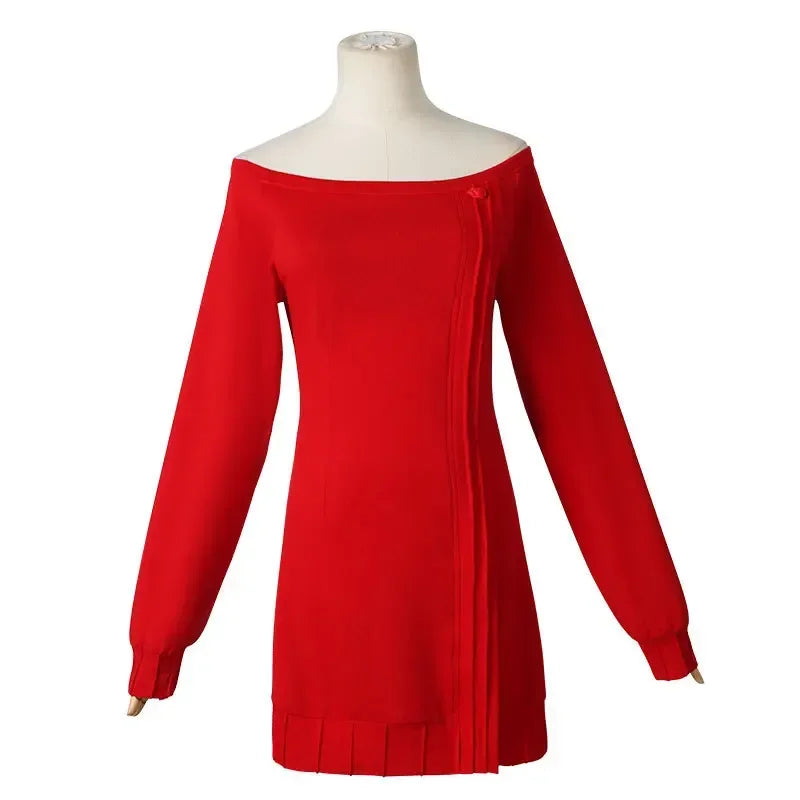 Yor Forger Cosplay Long Red Knitting Sweater Costume Anime Spy family Women's Wear
