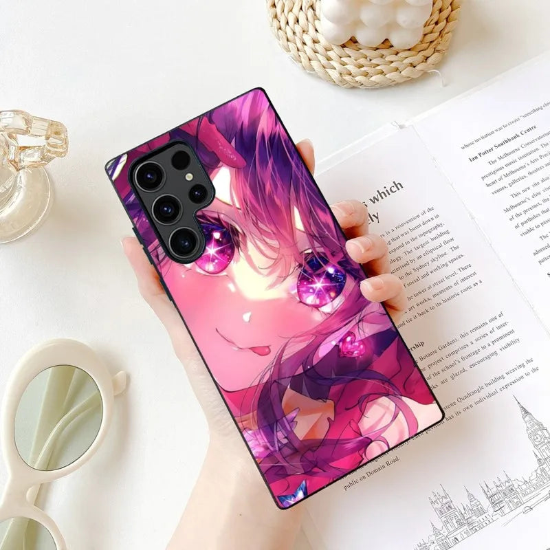 Oshi no Ko_Hoshino Ai Phone Case For Samsung Galaxy S23 S22 S21 S20 Plus Ultra M54 Note20 Soft Black Phone Cover