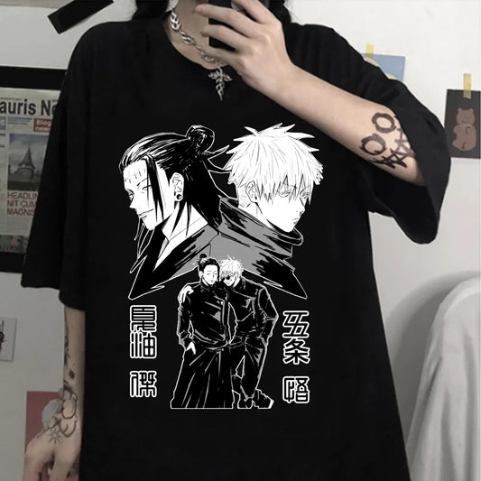 Jujutsu Kaisen T Shirt Anime Geto Suguru Gojo Satoru Print T-Shirt Harajuku Manga Graphic Unisex Tshirt Casual Women Men Tees