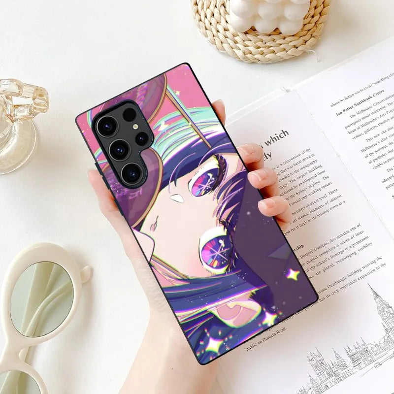 Oshi no Ko_Hoshino Ai Phone Case For Samsung Galaxy S23 S22 S21 S20 Plus Ultra M54 Note20 Soft Black Phone Cover