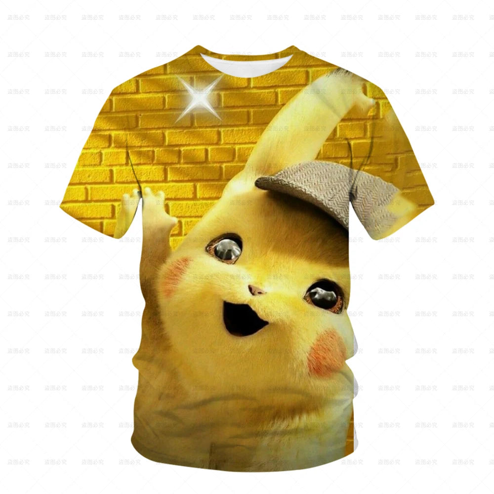 Baby Boys Girls' T-shirt Children's Cartoon Anime Pattern Pokemon Print 3D Pikachu Short Sleeve T-shirt Top T-shirt Children's